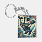 Orka Killer Whale Whimsical Nautisch gepersonalise Sleutelhanger (Voorkant Links)