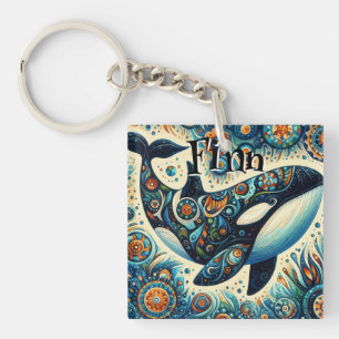 Orka Killer Whale Whimsical Nautisch gepersonalise Sleutelhanger