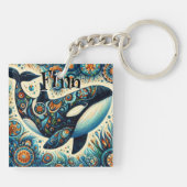Orka Killer Whale Whimsical Nautisch gepersonalise Sleutelhanger (Achterkant)
