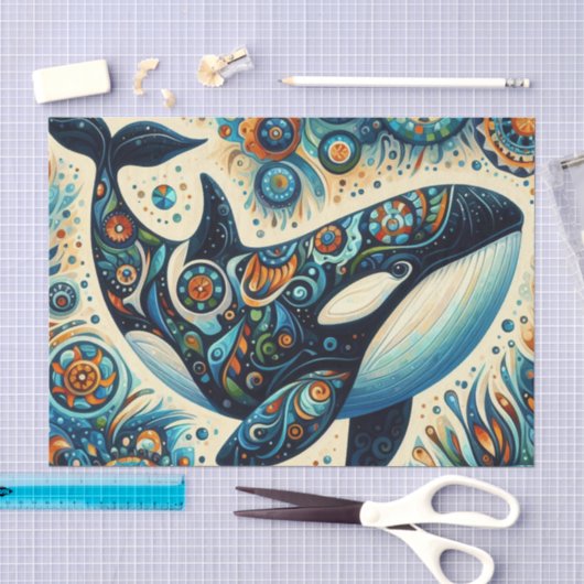 Orka Killer Whale Whimsical Nautische Decoupage Tissuepapier (Craft)