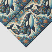 Orka Killer Whale Whimsical Nautische Decoupage Tissuepapier (Detail)