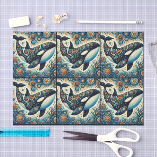 Orka Killer Whale Whimsical Nautische Decoupage Tissuepapier (Craft)