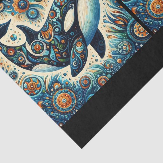 Orka Killer Whale Whimsical Nautische Decoupage Tissuepapier (Detail)