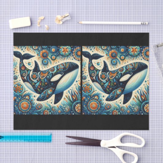 Orka Killer Whale Whimsical Nautische Decoupage Tissuepapier (Craft)