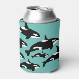 Orka Killer Whales Patroon Zwart-wit op blauw Blikjeskoeler