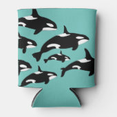 Orka Killer Whales Patroon Zwart-wit op blauw Blikjeskoeler (Voorkant)