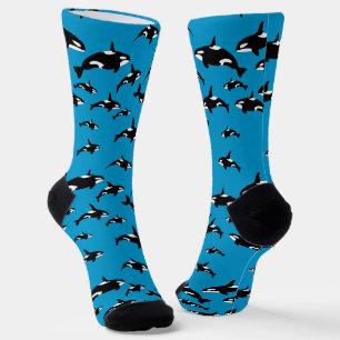 Orka Killers Whales Patroon op Blauw Sokken