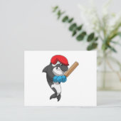 Orka met cricketbat bij cricket briefkaart (Staand voorkant)