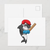 Orka met cricketbat bij cricket briefkaart (Voorkant / Achterkant)