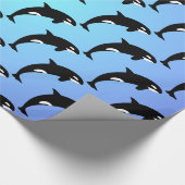 Orka Moordwalvis Blauw Cadeaupapier (Hoek)