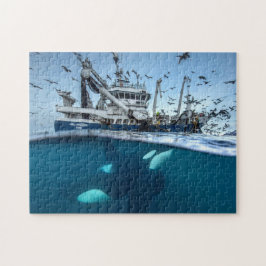 Orka Moordwalvis Commerciële Visserijboot Oceaan Legpuzzel
