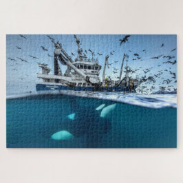 Orka Moordwalvis Commerciële Visserijboot Oceaan Legpuzzel