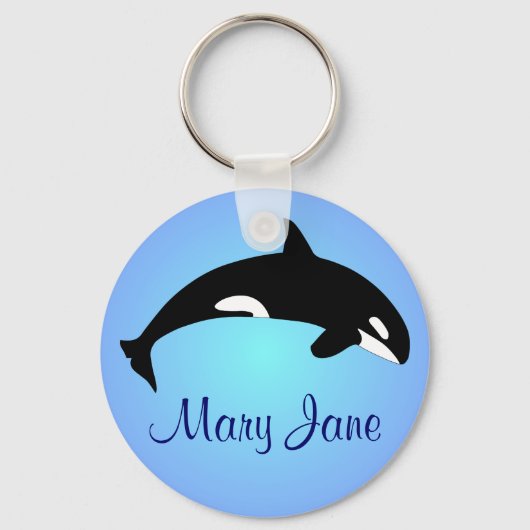 Orka Moordwalvis Gradiënt Blauwe Naam Sleutelhanger (Voorkant)
