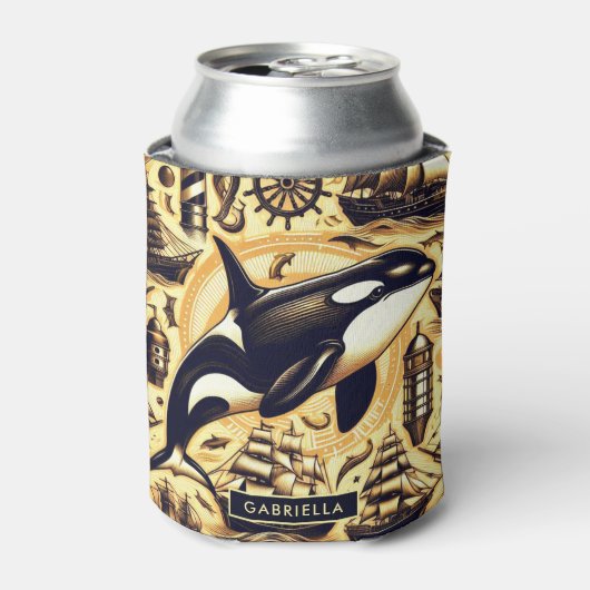 orka nautisch patroon blikjeskoeler (Blikje Voorkant)