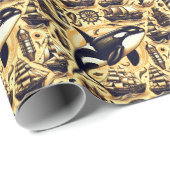  orka nautisch patroon cadeaupapier (Rol Hoek)