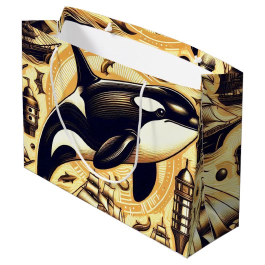 orka nautisch patroon groot cadeauzakje (Achterkant Gekanteld)