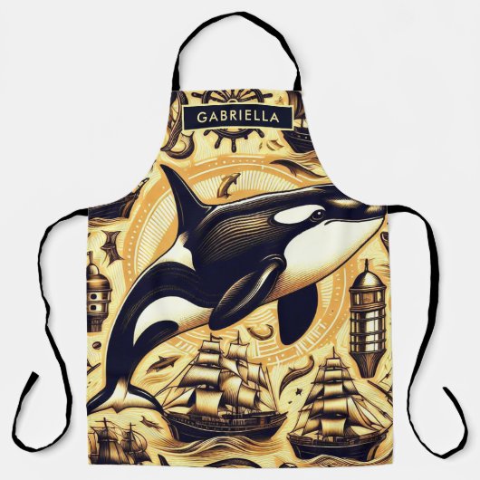  orka nautisch patroon schort (Voorkant)