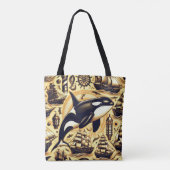orka nautisch patroon tote bag (Achterkant)