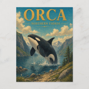 Orka Noordelijke Fjorden Waterverf GeoSaga Briefkaart