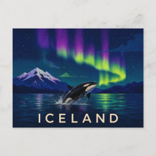 Orka onder het Aurora   Iconisch IJsland Briefkaart