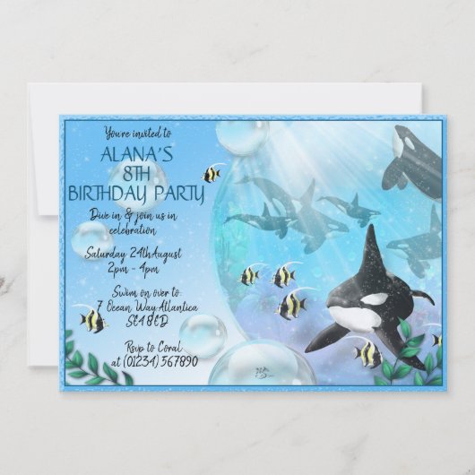 Orka onder het Zee Party Invitations Kaart (Voorkant)