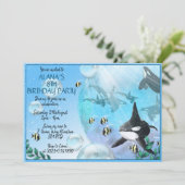 Orka onder het Zee Party Invitations Kaart (Staand voorkant)