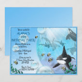 Orka onder het Zee Party Invitations Kaart (Voorkant / Achterkant)