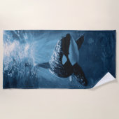 Orka Onderwater Lichtstralen Oceaan Illustratie Strandlaken (Voorkant)