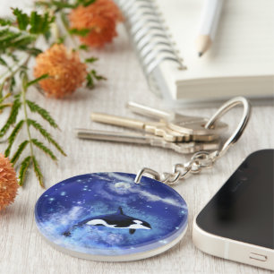 Orka op Volle Maan Sleutelhanger