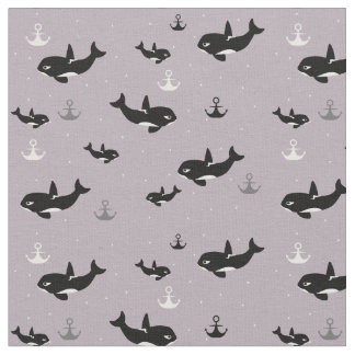 Orka Pattern - Schattigee orka Cartoon Patroon Stof