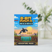 Orka, Retro 8-Bit Pixelkunst Briefkaart (Staand voorkant)