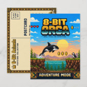 Orka, Retro 8-Bit Pixelkunst Briefkaart (Voorkant / Achterkant)