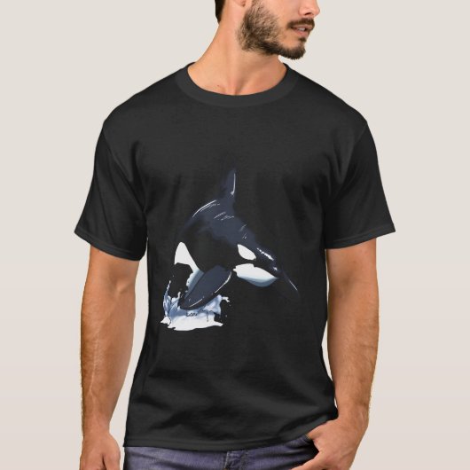 Orka springt uit het water er walvis zwaard walvis t-shirt (Voorkant)