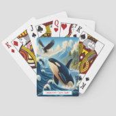 Orka stijgend boven Monogram Go Fish spel spelen Pokerkaarten (Achterkant)