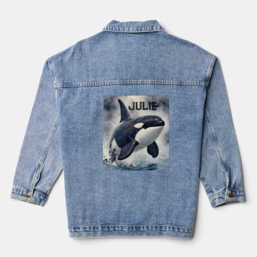Orka Stormachtige golven, Gepersonaliseerd Denim Jacket (Achterkant)