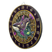 Orka Turtle Circular Rustic Wall Art Dartbord (Voorkant Rechts)