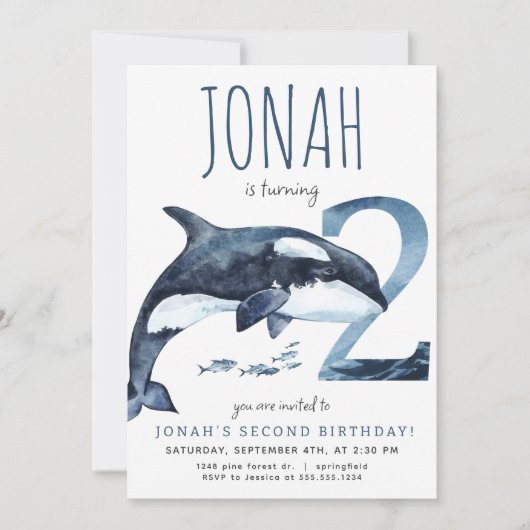 Orka tweede verjaardag uitnodiging (Voorkant)