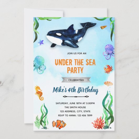 Orka-verjaardag onder de zee kaart (Voorkant)