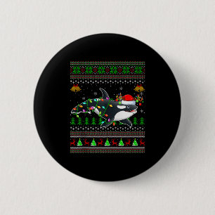 Orka Walg Vis Ugly Kerst Truien Kerstman Zee Anima Ronde Button 5,7 Cm
