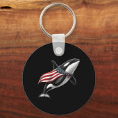 Orka Walvis 4 juli Amerikaanse Vlag Patriottisch Sleutelhanger (Voorkant)