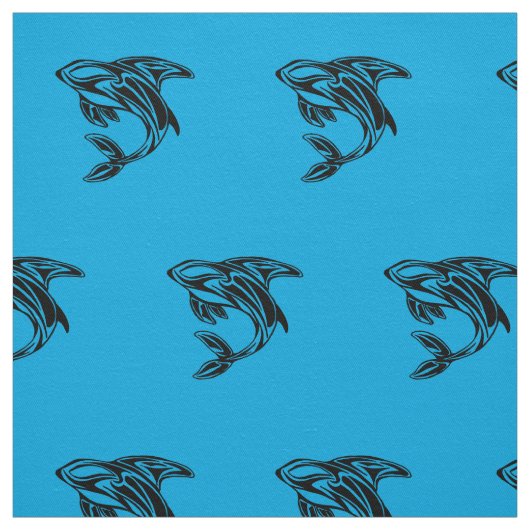 Orka Walvis Blauwe Stof Patroon (Swatch)