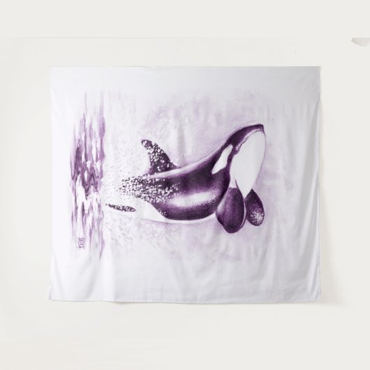 Orka walvis breekt Ultra Violet Wandkleed (Voorkant (horizontaal))