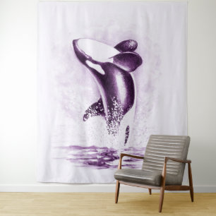 Orka walvis breekt Ultra Violet Wandkleed