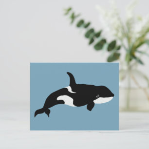 Orka Walvis Illustratie Cetacea Blauw Briefkaart