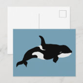 Orka Walvis Illustratie Cetacea Blauw Briefkaart (Voorkant / Achterkant)