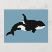 Orka Walvis Illustratie Cetacea Blauw Briefkaart (Voorkant)