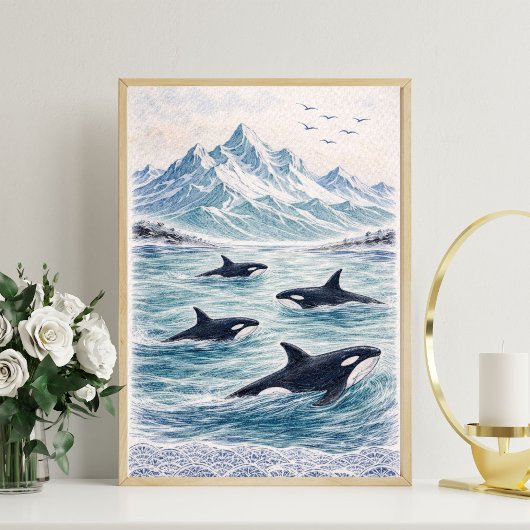 Orka walvis kunst walvis oceaanscène poster