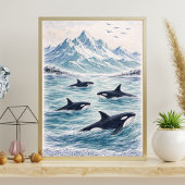 Orka walvis kunst walvis oceaanscène poster