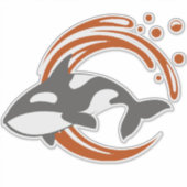 Orka Walvis Mascotte Logo Sticker (Voorkant)