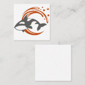 Orka Walvis Mascotte Logo Vierkante Visitekaartje (Voorkant / Achterkant)